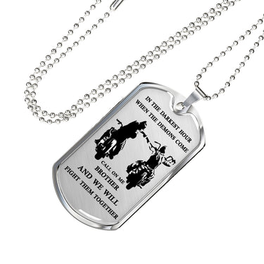 Brother Dog Tag Military Ball Chain - Biker Pendant Necklace Gifts For Men Luxur